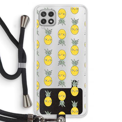 Ananas: Samsung Galaxy A22 4G Transparant Hoesje met koord