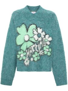 Martine Rose pull à fleurs en intarsia - Bleu