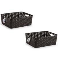 Opbergmand - 10x - Kastmand - rotan kunststof - donkerbruin - 12 Liter - 30 x 37 x 13 cm