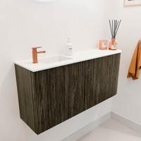Toiletmeubel Mondiaz Joya | 91.6 cm | Meubelkleur Shadow | Faye wastafel Talc Links | 1 kraangat