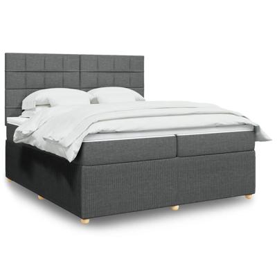 Boxspring met matras stof donkergrijs 200x200 cm