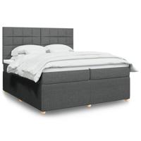 Boxspring met matras stof donkergrijs 200x200 cm