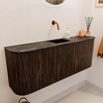 Toiletmeubel Mondiaz Joya Dlux | 113.2 cm | Meubelkleur Walnut | Faye wastafel Lava Wasbak Midden | Zonder kraangat(en)