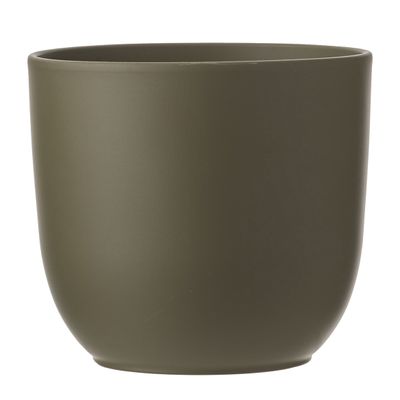 Plantenpot/bloempot Tusca - Donkergroen - keramiek - mat - D25/H23 cm