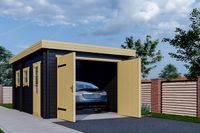 Interflex Garage 3755 375x550 cm - Gecoat plat dak- Plat dak- Hout- Interflex