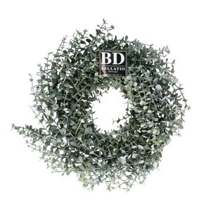 Kunst krans/deurkrans Eucalyptus - 35 cm - lichtgroen - kunstplant krans - voordeur