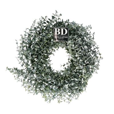 Kunst krans/deurkrans Eucalyptus - 35 cm - lichtgroen - kunstplant krans - voordeur