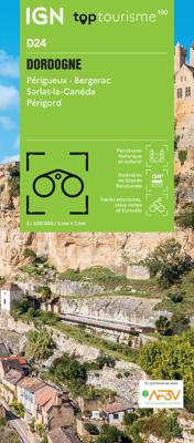 Fietskaart - Wegenkaart - landkaart D24 Top D100 Dordogne | IGN - Institut Géographique National