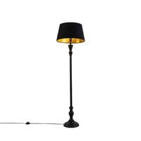 QAZQA Smart vloerlamp zwart met kap zwart met goud 45 cm incl. Wifi