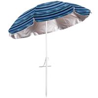 Gerimport Parasol UV50 - Maritiem blauw/wit - D180 x H195 cm - zomer/strand - 8 vlakken