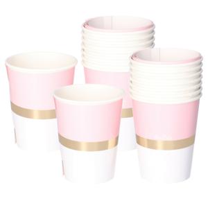 Feestbekers met hoesjes - geboorte - 32x - baby shower - roze - papier - 250ml