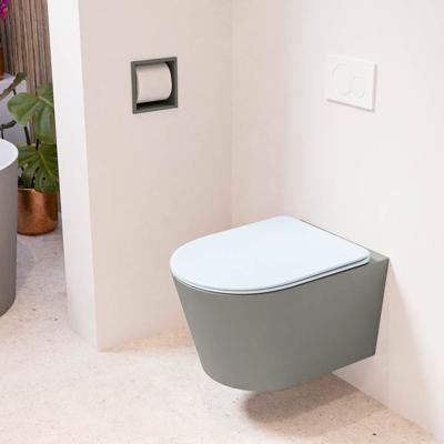 Wandcloset Mondiaz Lavie | Zonder spoelrand | Incl.Toiletzitting-Clay | Keramiek | Smoke (grijs)