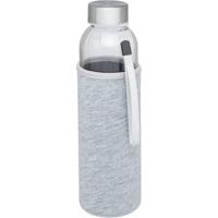 Glazen waterfles/drinkfles - softshell bescherm hoes grijs - 500 ml - Sportfles - Bidon