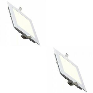 LED Downlight Slim 2 Pack - Inbouw Vierkant 18W - Natuurlijk Wit 4200K - Mat Wit Aluminium - 225mm