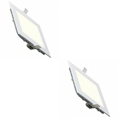 LED Downlight Slim 2 Pack - Inbouw Vierkant 18W - Natuurlijk Wit 4200K - Mat Wit Aluminium - 225mm