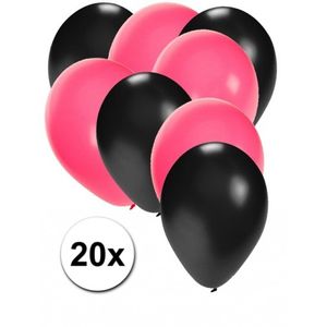 20x ballonnen Sweet 16 zwart en roze