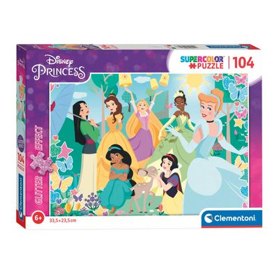 Clementoni glitter puzzel disney prinses, 104st.
