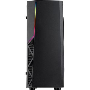 Inter-Tech B-02 RGB tower behuizing 2x USB-A 2.0, USB-A 3.2 (5 Gbit/s), 2x Audio, Window-kit