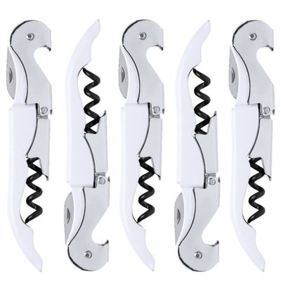 Set van 5 wit met zilveren RVS kurkentrekkers 3-in-1