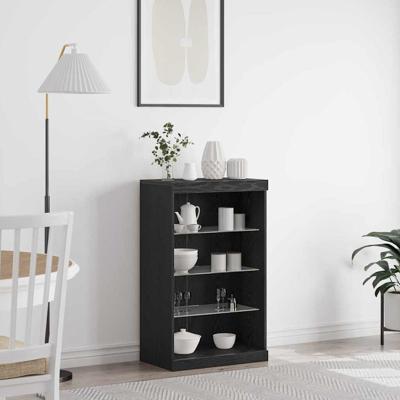 Dressoir Zwart Eiken 60.5 x 37 x 100 cm Bewerkt hout