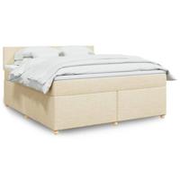 Boxspring met matras stof crèmekleurig 180x200 cm