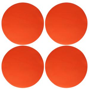 Wicotex Placemats Uni - 4x - oranje - rond 38 cm - anti slip laag - Teflon coating toplaag