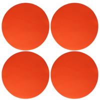 Wicotex Placemats Uni - 4x - oranje - rond 38 cm - anti slip laag - Teflon coating toplaag