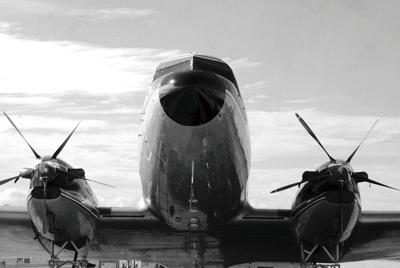 Glasschilderij vliegtuig