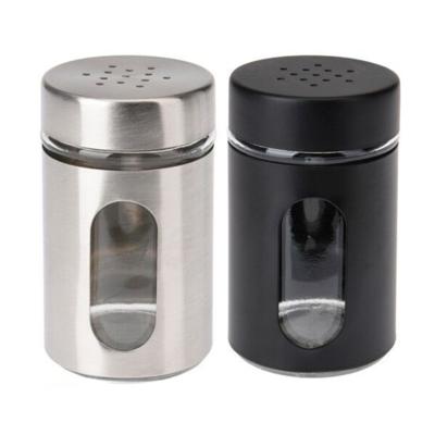 Excellent Houseware Peper- en Zoutstrooier set - glas - zwart en zilver - 94 ml
