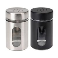Excellent Houseware Peper- en Zoutstrooier set - glas - zwart en zilver - 94 ml