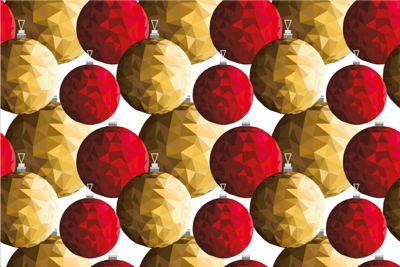 Gouden en rode polygonale ballen vinyl tapijt
