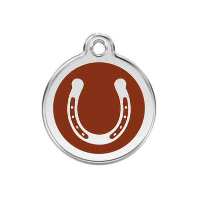 Horse Shoe Brown roestvrijstalen hondenpenning medium/gemiddeld dia. 3 cm - Reddingo