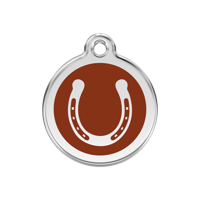 Horse Shoe Brown roestvrijstalen hondenpenning medium/gemiddeld dia. 3 cm - Reddingo