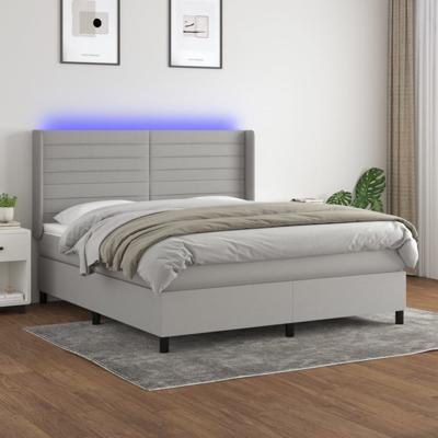 Boxspring met matras en LED stof lichtgrijs 160x200 cm