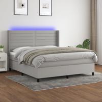 Boxspring met matras en LED stof lichtgrijs 160x200 cm