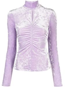 Patrizia Pepe t-shirt froncé Essential en velours - Violet