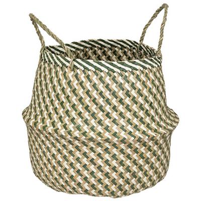 Opbergmand Elie - rond - riet - groen/bruin - 35 x 40 cm - opvouwbaar - decoratie mand