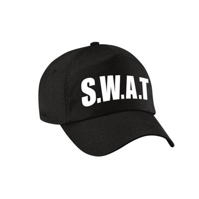 SWAT team politie verkleed petje - baseballcap - zwart - voor volwassenen