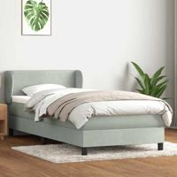 Boxspring met matras fluweel lichtgrijs 90x210 cm