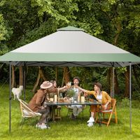 4 x 4 m Pop-Up Paviljoen Tuinpaviljoen met Dubbel Geventileerd Dak Verbrede Dakrand UV-Bescherming 50+ Waterdicht Vouwpaviljoen