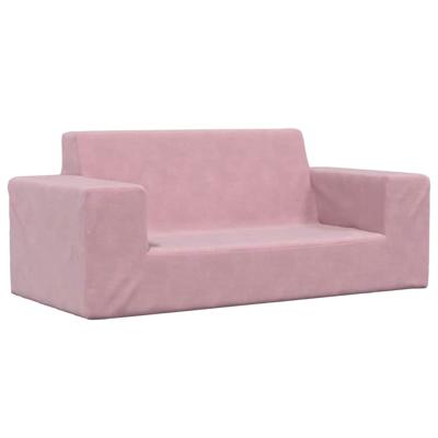 Kinderbank 2-zits zacht pluche roze