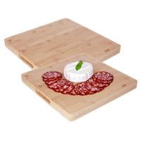 Grote snijplank - 2x - vierkant - 37 x 3,5 cm - bamboe hout - serveerplank