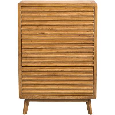 Leen Bakker - Ladekast Cinta 3 Lades - Naturel - 70x40x102 Cm - Hout - Beige