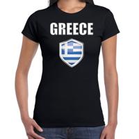 Griekenland landen supporters t-shirt - zwart - dames - fan kleding - korte mouwen