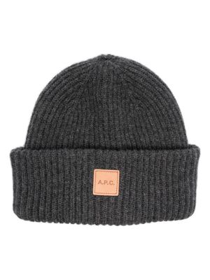 A.P.C. bonnet Michelle à patch logo - Gris