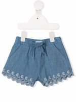 Chloé Kids short en jean à design brodé - Bleu