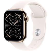 Apple Watch Series 11 GPS + Cellular - 42 mm - Caixa em titânio dourado - Pulseira esportiva rosa claro - Tamanho M/G