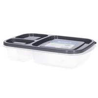 Vershoudbakjes - 1.15L - 3-vaks - 23 cm - mealprep - bewaarbakjes - antraciet Vershoudbakjes - 1.15L - 3-vaks - 23 cm - mealprep - bewaarbakjes - antraciet