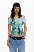 T-shirt met dubbele laag effect - YELLOW - XL