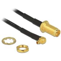 Delock WiFi-antenne Aansluitkabel [1x RPSMA-bus - 1x MMCX-stekker] 0.32 m Zwart